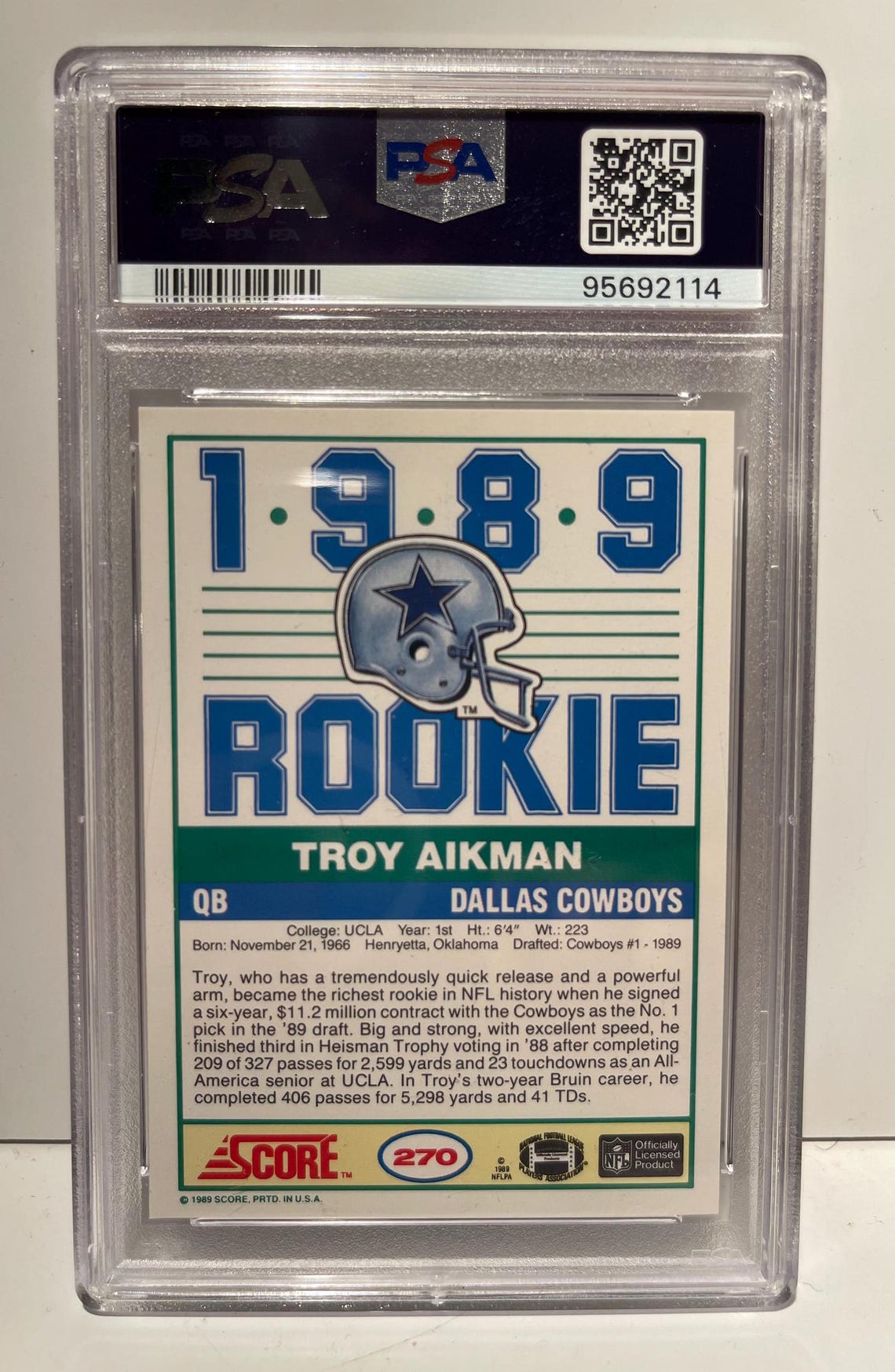 1989 Score Troy Aikman Rookie #270