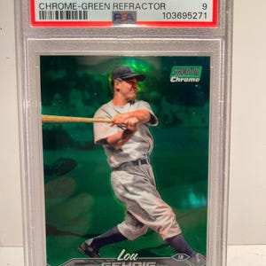 Topps 2024 Stadium Club Chrome Green Refractor #189 Lou Gehrig PSA 9 Yankees