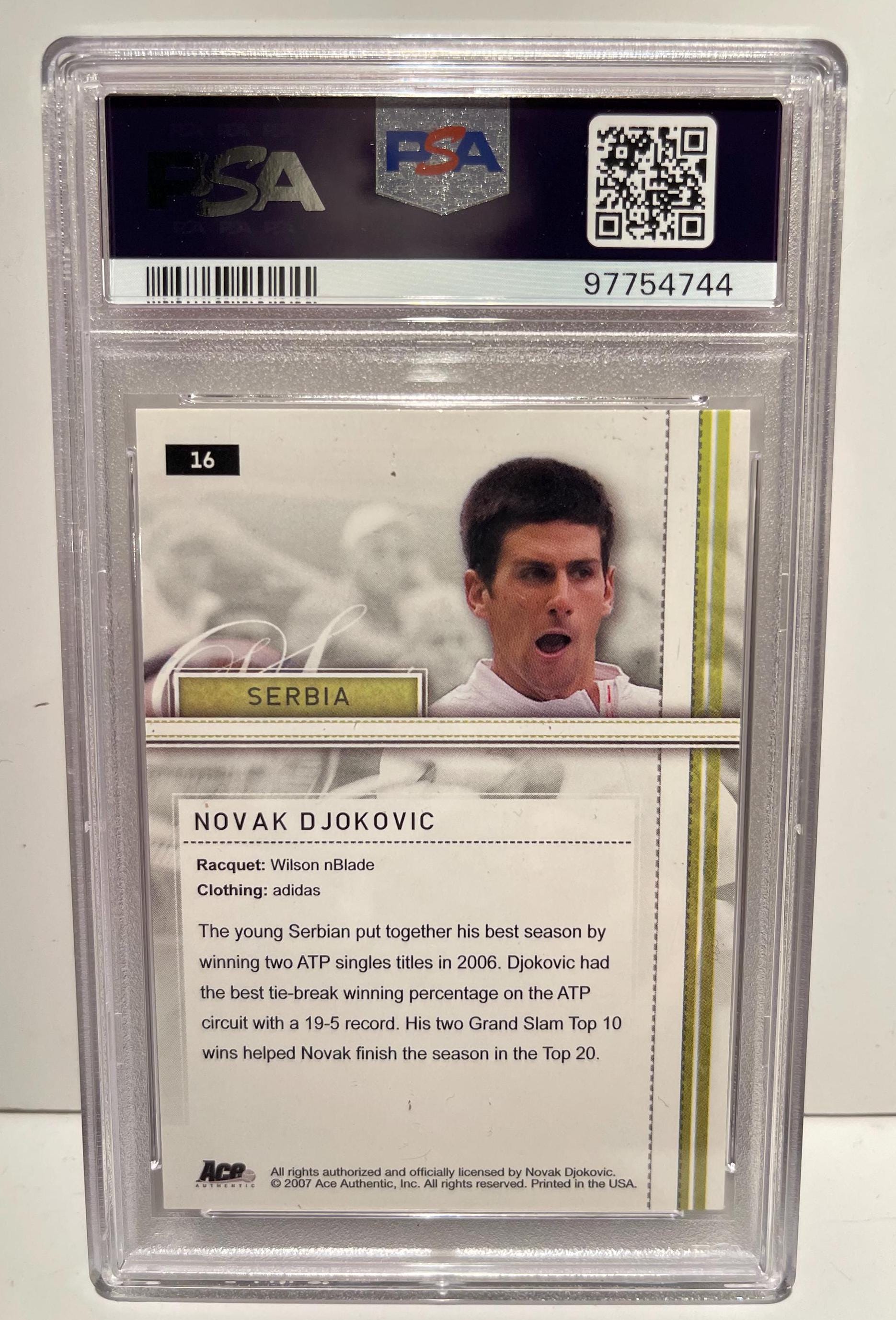 Novak Djokovic 2007 Ace Authentic Straight Sets #16 PSA 9