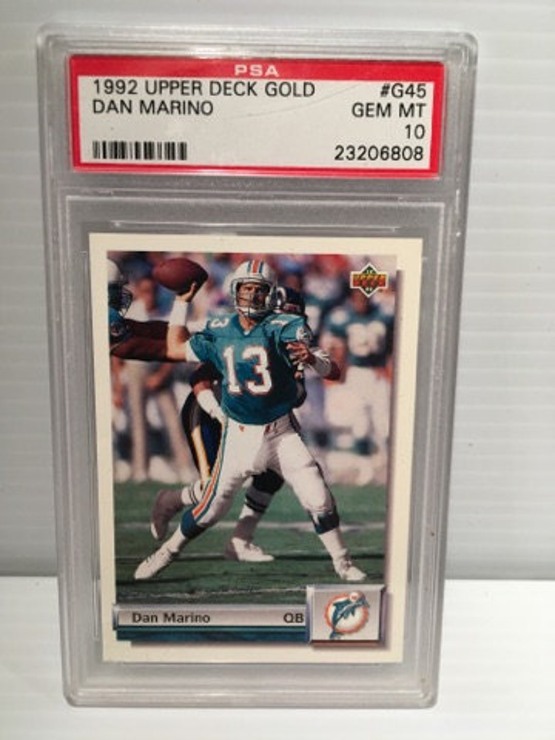 Dan Marino 1992 Upper Deck Gold G45 Football Card graded 