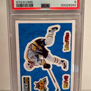 Mario Lemieux 1996 Collectors Choice Stick'ums- PSA 9 - Graded Encased Vintage Penguins Legend