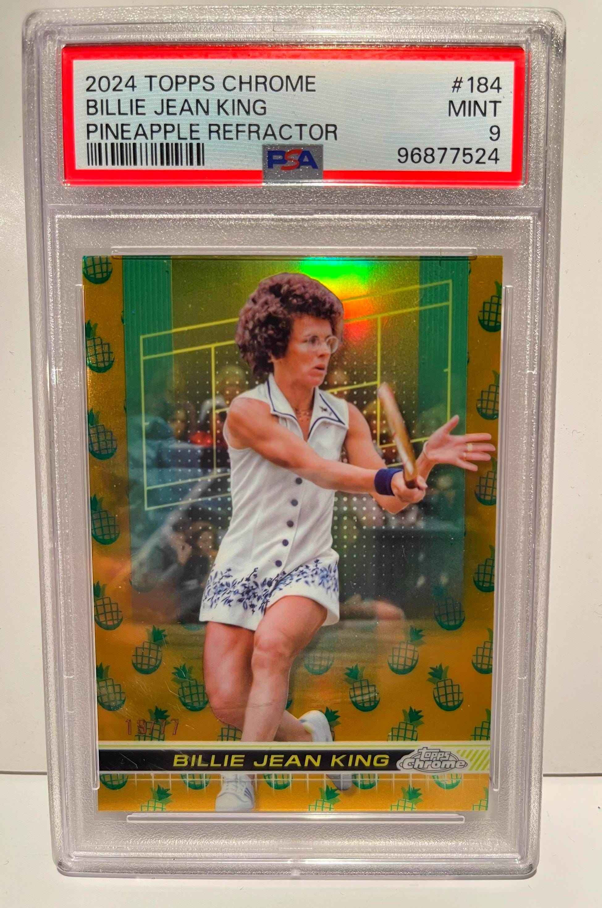 Billie Jean King 2024 Topps Chrome #184 Pineapple Refractor PSA 9