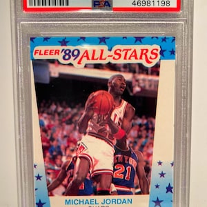 1989 Fleer Stickers Michael Jordan Chicago Bulls PSA 8 OC! Hall of Famer Dunking!