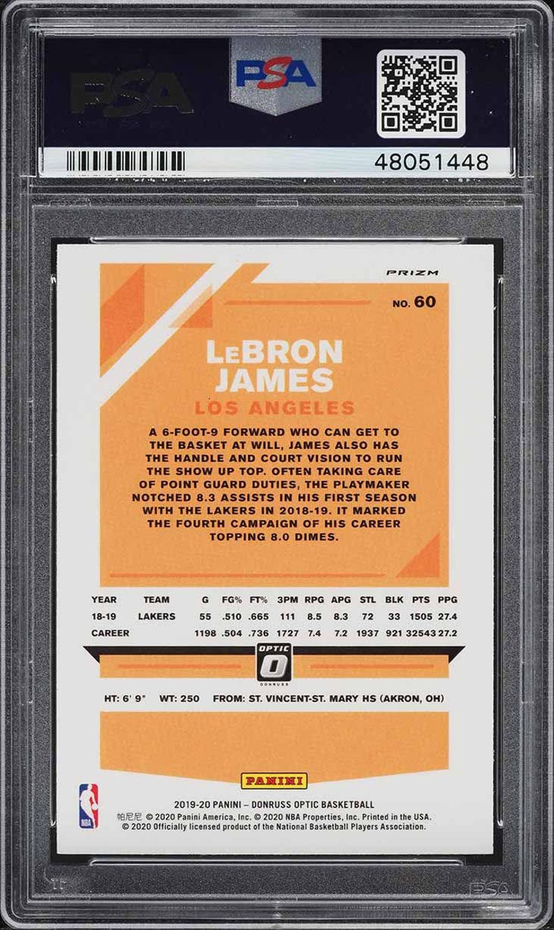 2019 Panini Donruss Optic Lebron James 60 Hyper Pink PSA 10 Graded