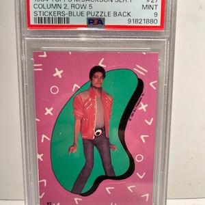 Pegatinas Topps Michael Jackson Serie 1 de 1984 n.° 27 - PSA 9 Mint Encase Graded