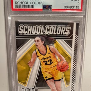 2024 Panini Caitlin Clark Collection #SC3 School Colors PSA 9 Iowa ROY Graded Encased