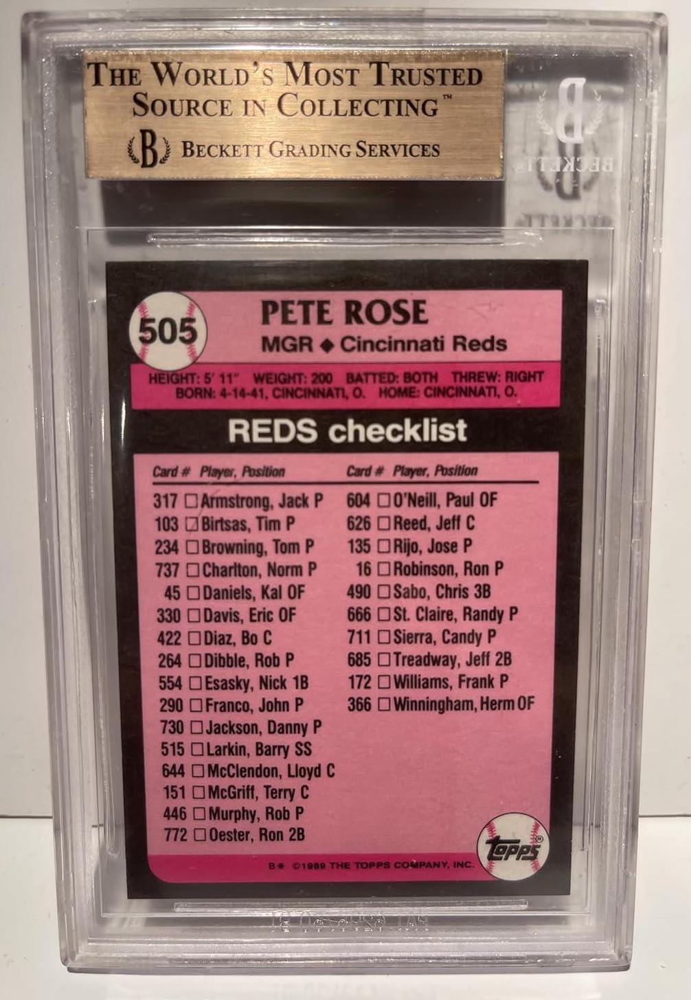 Pete Rose 1989 Topps Tiffany BGS 9.5 Gem Mint - Graded