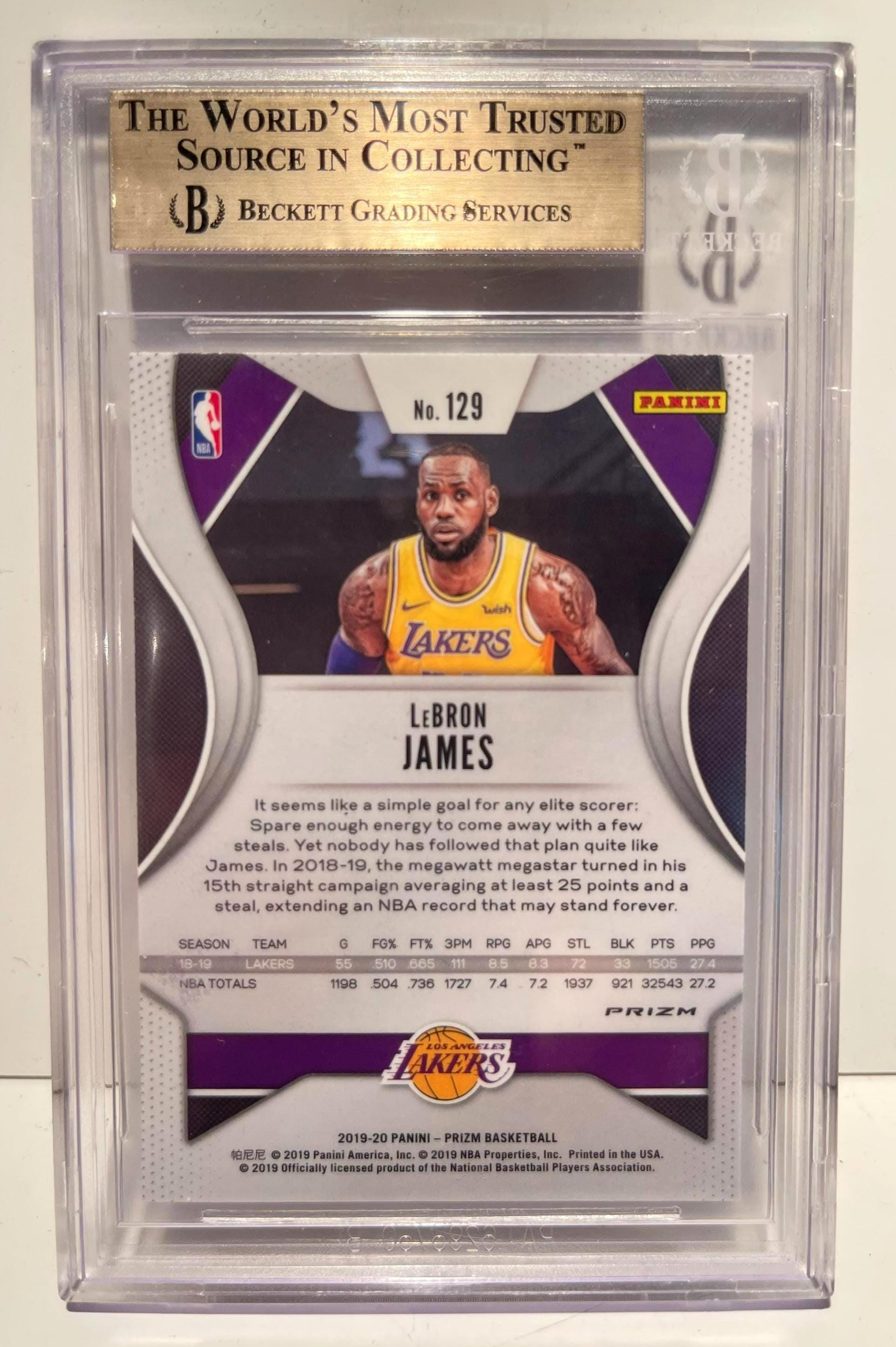 2019 Panini Prizm Lebron James Pink Ice Prizm #129 BGS 9.5 Lakers