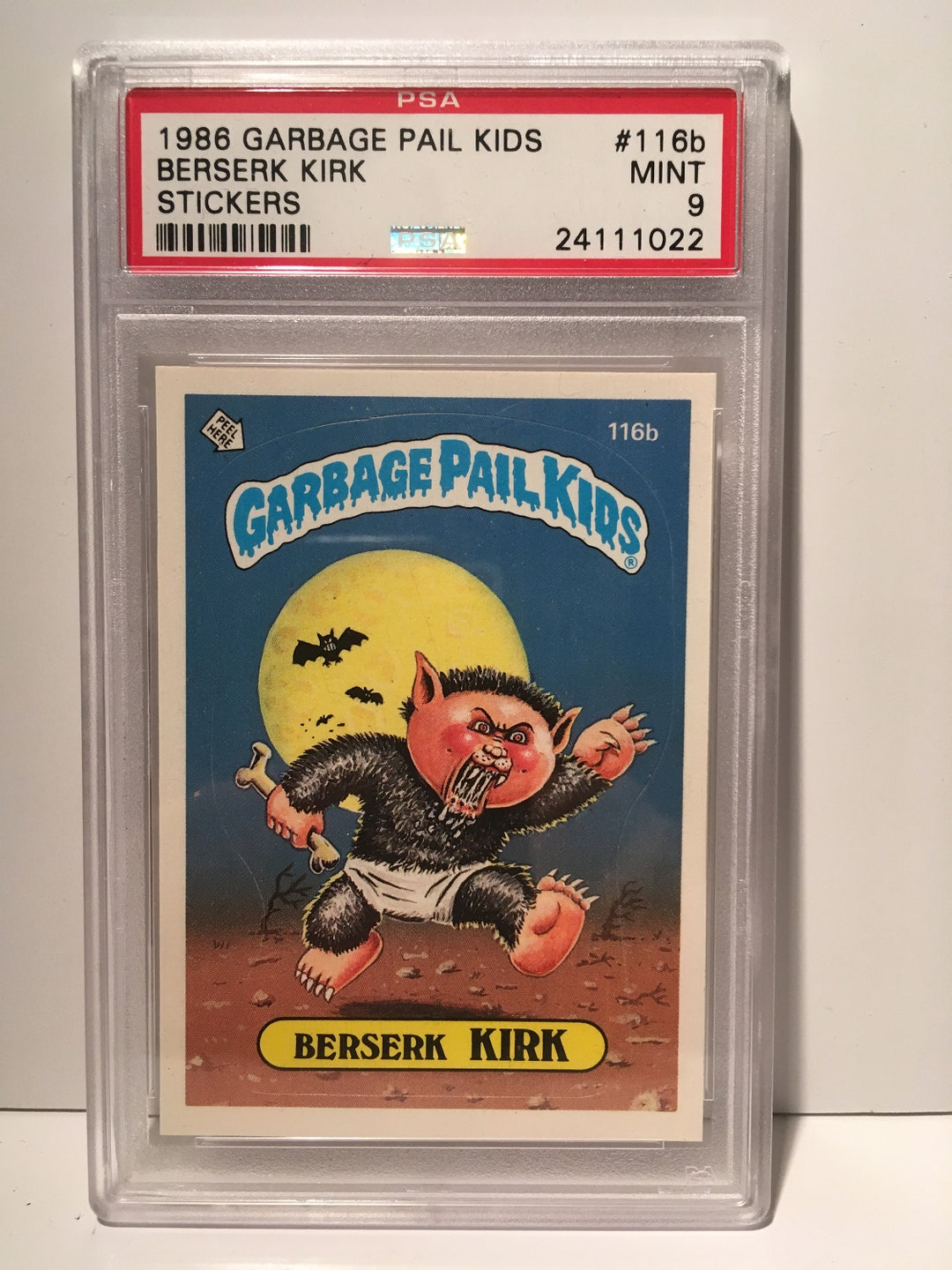 1986 Topps Garbage Pail Kids GPK Stickers #116b Berserk Kirk PSA 9 MINT ...