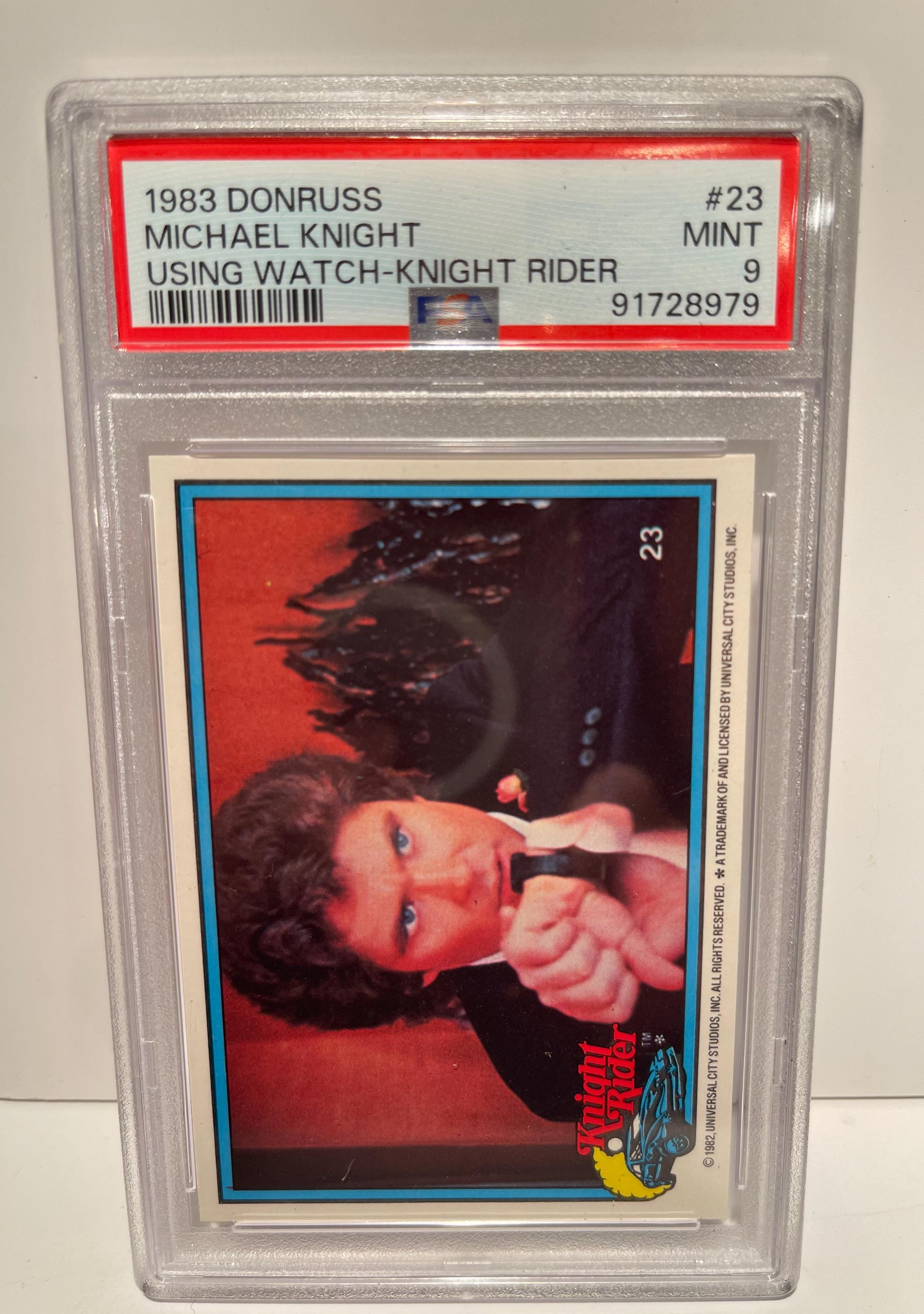 Knight Rider Watch Retro 1983 Donruss Knight Rider #23 MICHAEL KNIGHT Using Watch PSA 9 Graded ...