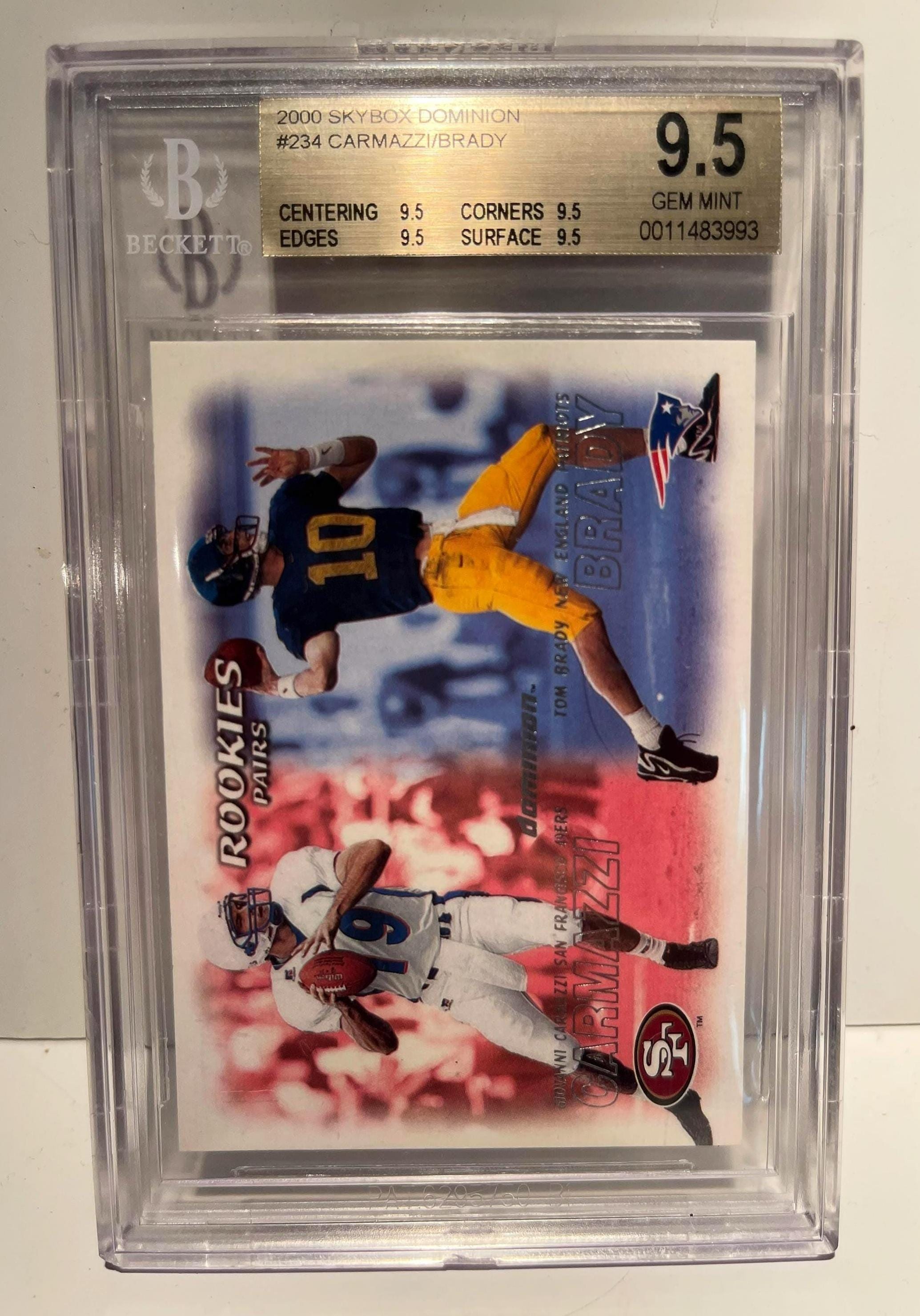 2000 NFL Fleer Skybox Dominion Tom Brady / Carmazzi #234 Rookie