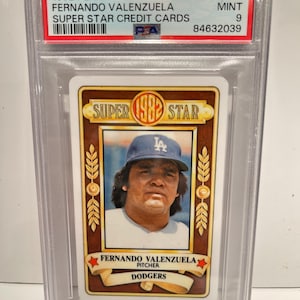 1982 Perma Graphics Baseball « All Star Credit Cards » Fernando Valenzuela État neuf PSA 9 - Lighthouse Logo