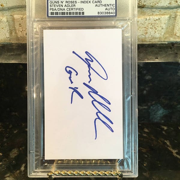 Steven Adler - Original drummer from Guns N Roses - Signed Autographed Index Card - Authenticated Encased PSA