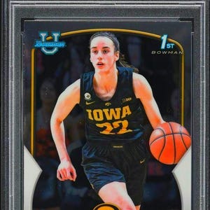 2022 Bowman 1st Chrome University Caitlin Clark #50 PSA 9 Mint - Graded Encased - Clark&#39;s First Card!