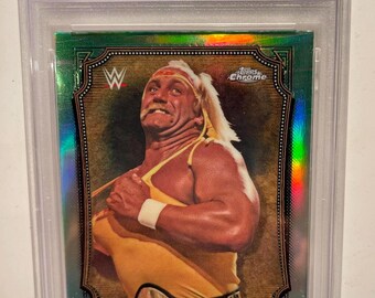 2025 Topps Chrome WWE Hulk Hogan Allen & Ginter Neon Green Refractor /99 PSA 10