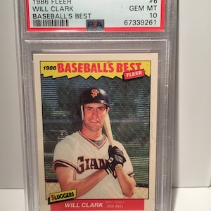 Will Clark 1986 Fleer Baseball&#39;s Best Rookie Card PSA 10 - Graded Authenticated & Encased by PSA - Gem Mint!