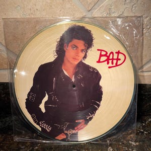 Michael Jackson Bad - 1987 Original Vintage Factory Sealed Picture Disc - Record Vinyl LP Lp NOS  Free Express Shipping