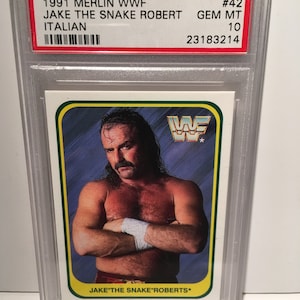 Jake Snake 1991 Merlin WWF Italian #42 PSA 10 - Graded Encased Rare