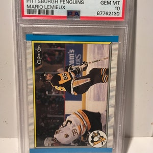 1989 O Pee Chee Mario Lemieux In Action Penguins HOF PSA 10 Gem Mint  - Graded Encased