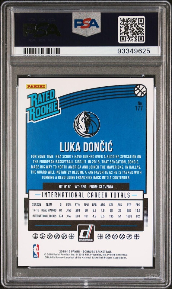 2018 Panini Donruss #177 Luka Doncic RC Rated Rookie Card 2018 Panini Donruss #177 Luka Doncic RC Rated Rookie Card
