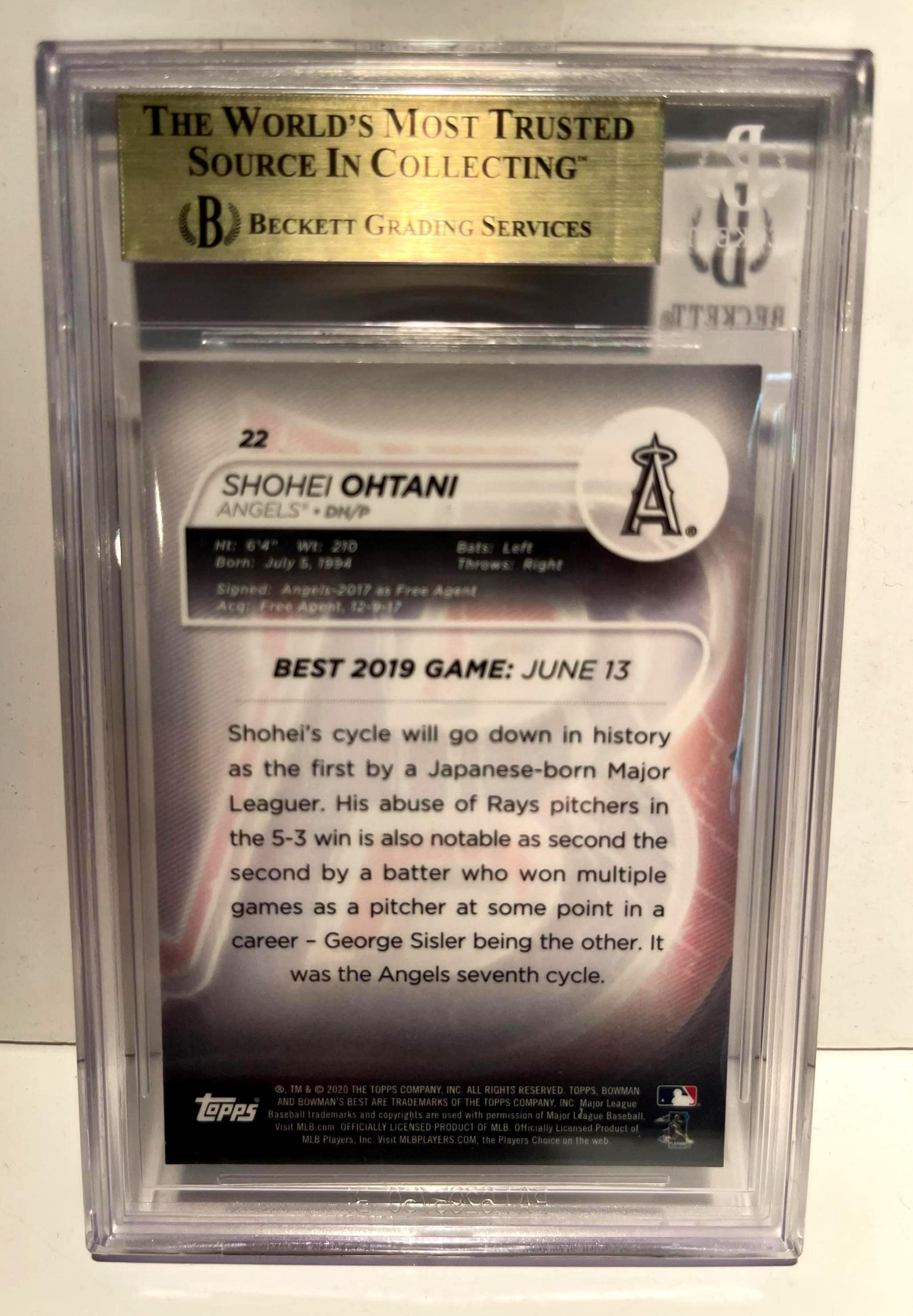 2020 Bowmans Best #22 SHOHEI OHTANI Beckett BGS 9.5 - Etsy