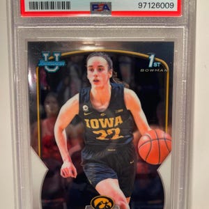 2022 Caitlin Clark Bowman University 1st Rookie Card - PSA Mint 8 - Graded Encased!