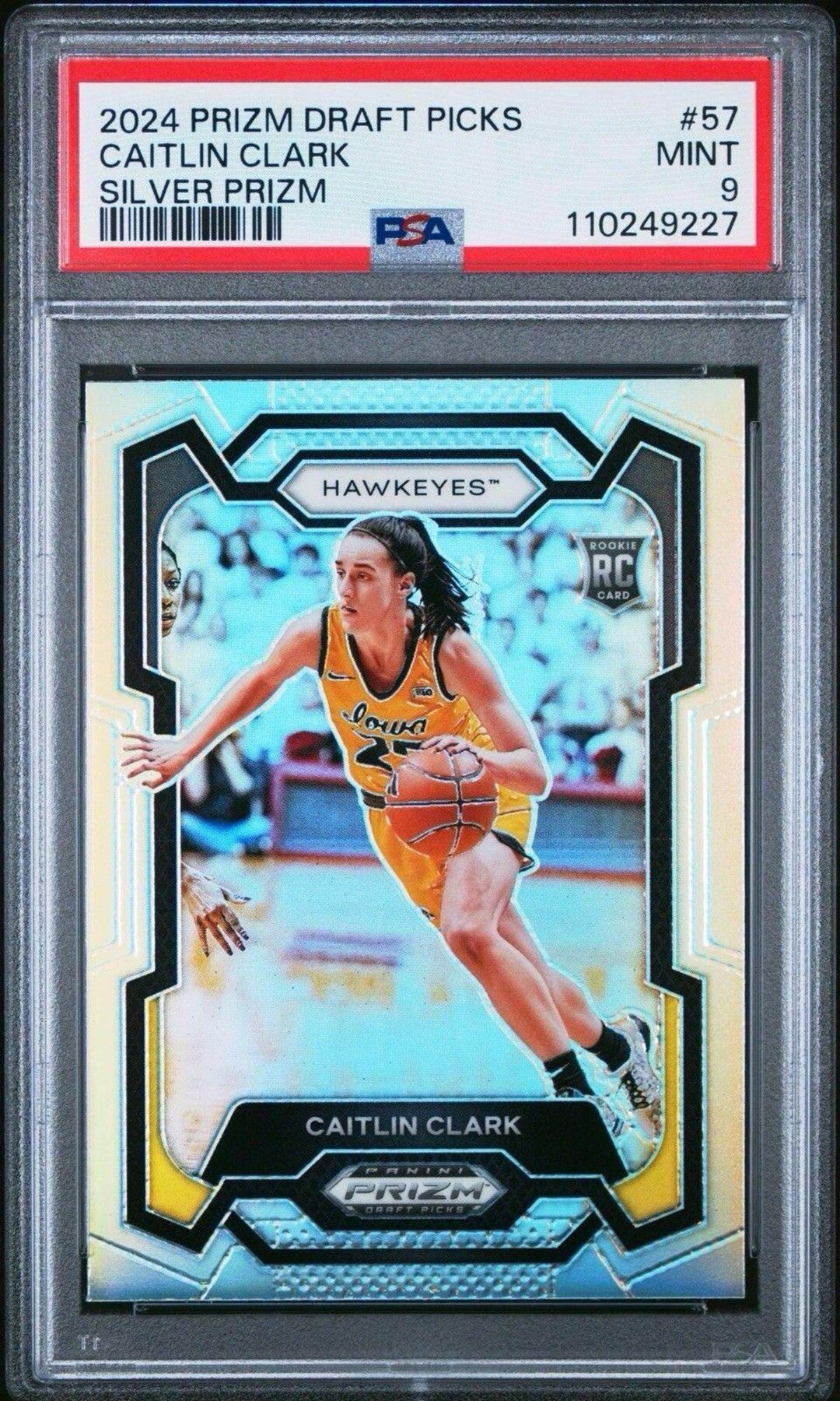 2024 Panini Prizm Draft Picks Silver Caitlin Clark #57 PSA 9 MINT