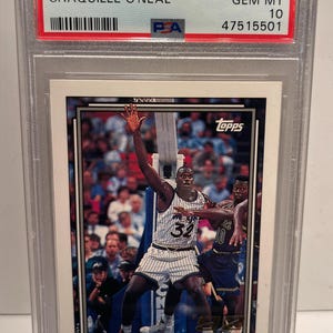 Shaquille O'Neal Rookie Card 1992 Topps Gem Mint PSA 10 Gem Mint Graded Encased! Orlando Magic Hall of Fame