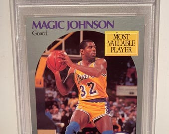 Magic Johnson 1990 Hoops MVP Card - PSA 9 Mint Condition LA Lakers