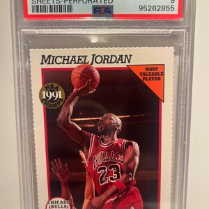 1991 Hoops Team Night MICHAEL JORDAN Sheets Chicago Bulls PSA 9 Mint Hall of Famer - Graded Encased