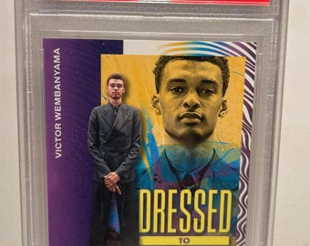 2023 Panini Court Kings Victor Wembanyama "Dressed to Impress" Amethyst Rookie Card #/99 PSA 10
