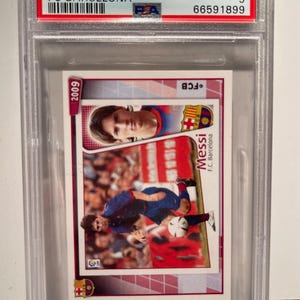 2008 Panini FC Barcelona Stickers Lionel Messi #139 PSA 9 MINT Graded Encased Legend