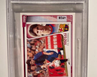 2008 Panini FC Barcelona Stickers Lionel Messi #139 PSA 9 MINT Graded Encased Legend