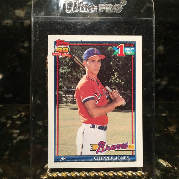 1991 Topps Chipper Jones Rookie Card RC - MLB Hall of Fame HOF! Near Mint/Mint Condition & Free Case!