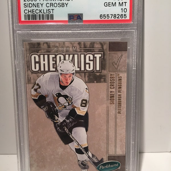 2005 Parkhurst Checklist #694 Sidney Crosby Rookie Card PSA 10