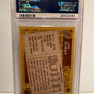 John Elway 1986 Topps Football PSA 8 Graded Encased 3rd Year Card! image 2
