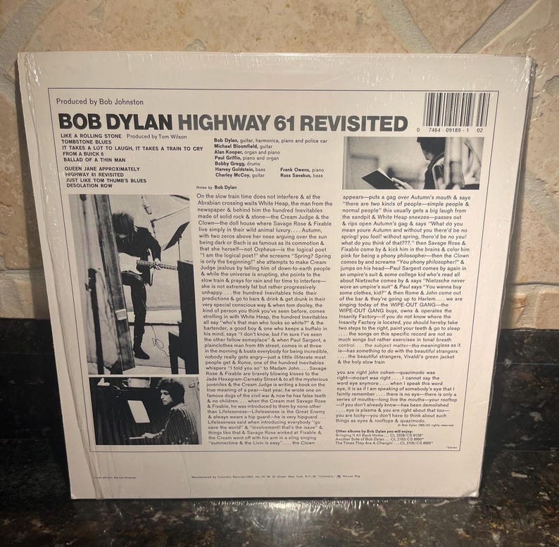Bob Dylan "Highway 61 Revisited" LP Vinilo Vintage - En excelente estado, sin usar - ¡Envío gratis! imagen 4