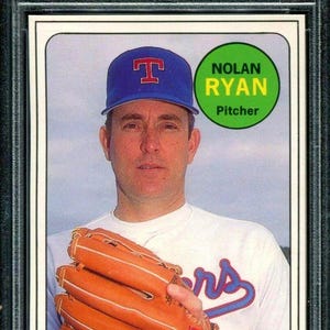 Nolan Ryan 1990 B.B. Cards Magazine 47 Repli-Cards-Hand Cut PSA 9 HOF Rare Graded Encased
