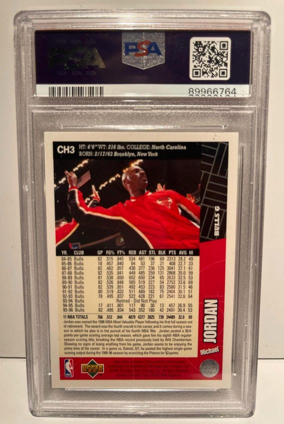 1996 Collector's Choice Bulls #CH3 MICHAEL JORDAN PSA 9 Mint