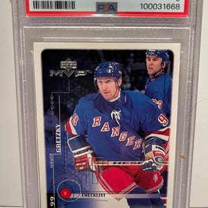 Wayne Gretzky 1998 Upper Deck MVP PSA 9 Mint Rangers Graded Encased