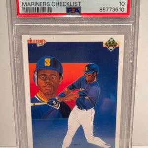 1990 Upper Deck # 24 Ken Griffey Jr. Mariners Checklist 2do año PSA 10 Gem Mint Graded Encase