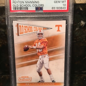 2018 Panini Contenders Old School Colors Peyton Manning PSA 10 Rare Gem Grade Tennessee- Encased Graded