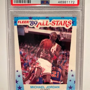 1989 Fleer Stickers MICHAEL JORDAN Chicago Bulls PSA 6.5 Hall of Famer Dunking!