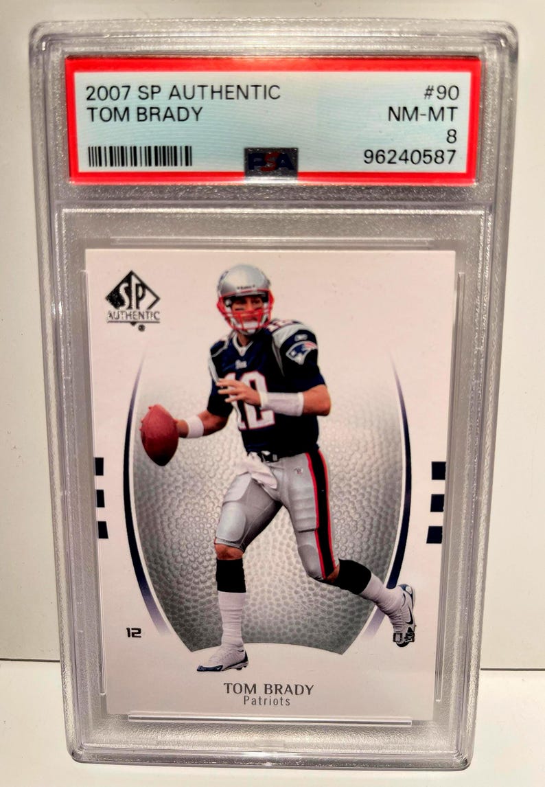 2007 SP Authentic #90 Tom Brady PSA 8 Graded Encased -- New England Patriots image 1
