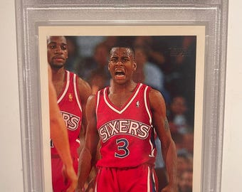 Allen Iverson 1996 Topps PSA 9 Mint Rookie Card #171 Sixers Rookie Card RC - Graded Encased