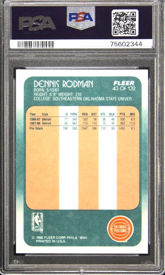 Dennis Rodman 1988 Rookie Card RC PSA 9 Mint -- Graded