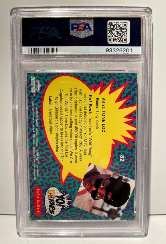 1991 Proset Musiccards Yo! MTV Raps #82 Tone Loc! PSA 10 -- Yo MTV Raps - Graded Encased - Rookie Card! - Etsy Finland 1991 Proset Musiccards Yo! MTV Raps #82 Tone Loc! PSA 10 -- Yo MTV Raps - Graded Encased - Rookie Card! - Etsy Finland