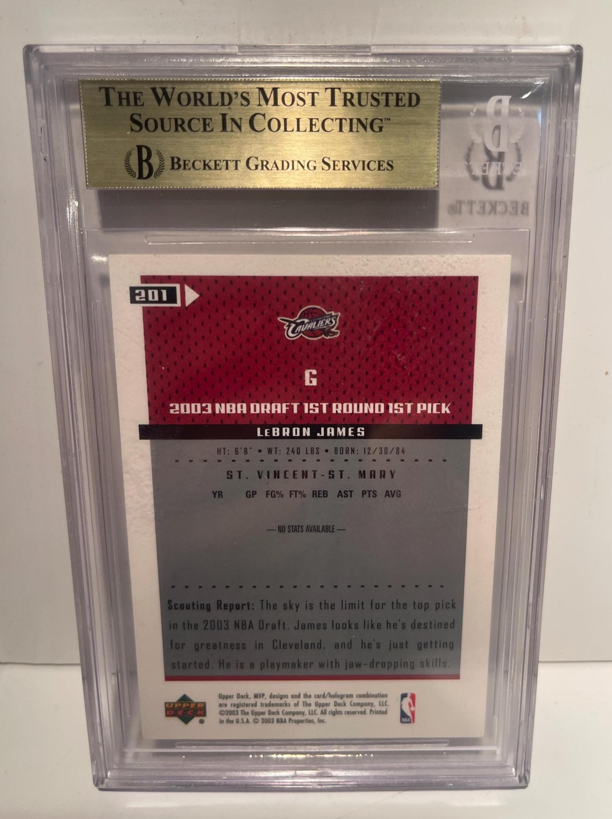 Lebron James 2003 Upper Deck MVP Beckett BGS 9.5 Gem Mint ROOKIE
