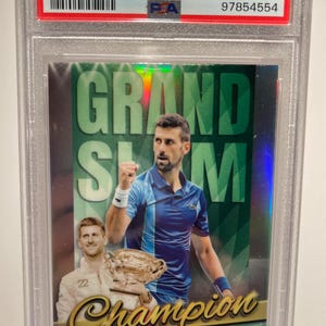 Novak Djokovic 2024 Topps Chrome Grand Slam Champions PSA 9 MINT - Rare graded encased