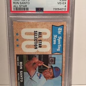 1968 Topps All Star Ron Santo Cubs Graded Encased Authenticated by PSA